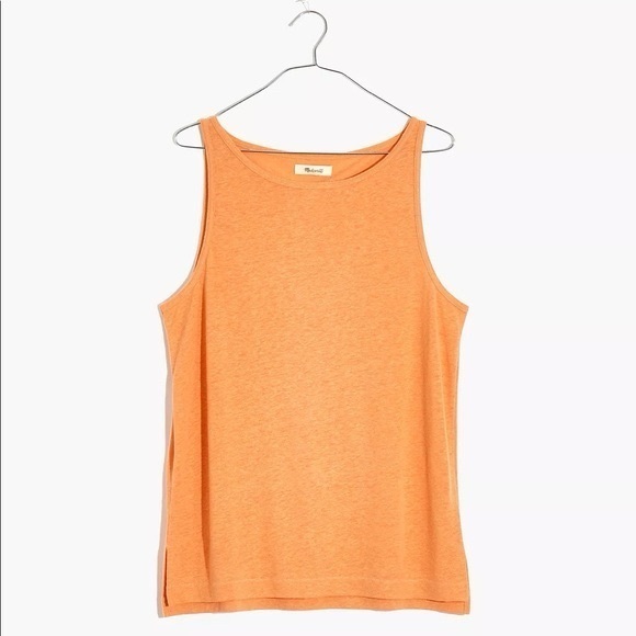 Madewell Tops - Madewell Linen Blend Boatneck Sherbet Orange Tank